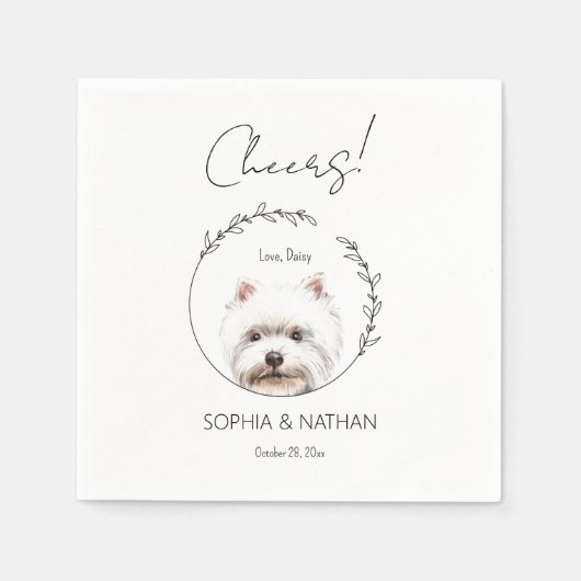 Serviette En Papier Mariage de chien Westie simple Cocktail Napkins (Devant)