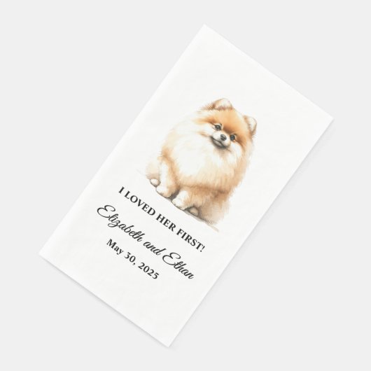 Serviette En Papier Mariage de chiens de Poméranie (Coin)