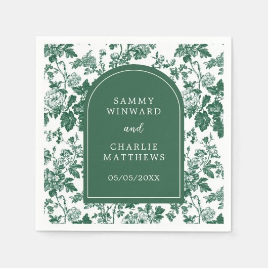 Serviette En Papier Mariage de chinoiserie antique verte (Devant)