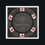 Serviette En Papier Mariage de chips de poker de casino Gold moderne<br><div class="desc">Notre design comprend un design de puces de poker unique orné de faux or pour une touche de luxe, un costume de carte, un motif Art Déco or sur noir comme arrière - plan. Utilisez l'outil Personnaliser pour ajouter vos informations. Pour plus d'informations, visitez s'il vous plaît, ma collection Poker...</div>