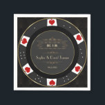 Serviette En Papier Mariage de chips de poker de casino Gold moderne<br><div class="desc">Notre design comprend un design de puces de poker unique orné de faux or pour une touche de luxe, un costume de carte, un motif Art Déco or sur noir comme arrière - plan. Utilisez l'outil Personnaliser pour ajouter vos informations. Pour plus d'informations, visitez s'il vous plaît, ma collection Poker...</div>