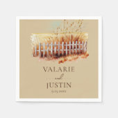 Serviette En Papier Mariage de clôture de blé d'aquarelle (Devant)