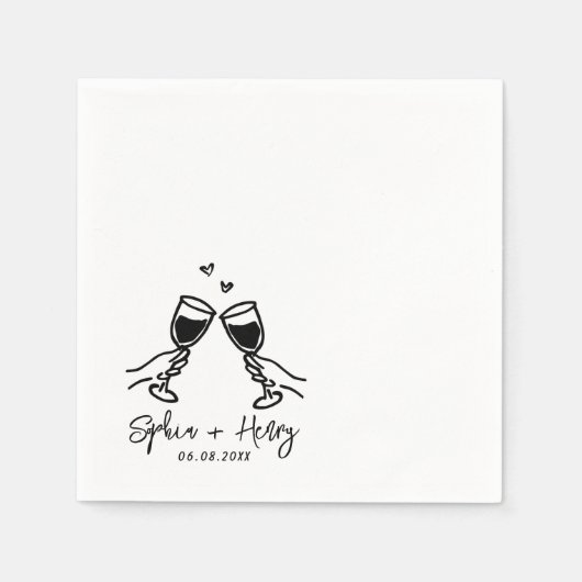 Serviette En Papier Mariage De Cocktail Moderne Élégant Dessiné À La M (Devant)