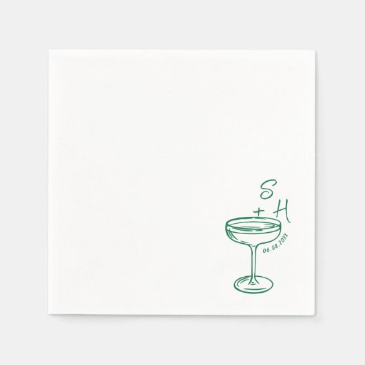 Serviette En Papier Mariage de cocktail simple à main (Devant)