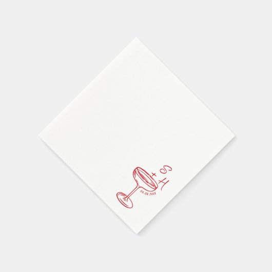 Serviette En Papier Mariage de cocktail simple à main (Coin)