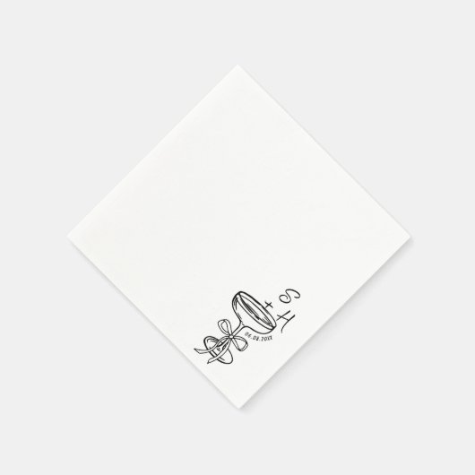 Serviette En Papier Mariage de cocktail simple à main (Coin)