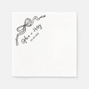 Serviette En Papier Mariage de cocktail simple à main tiré