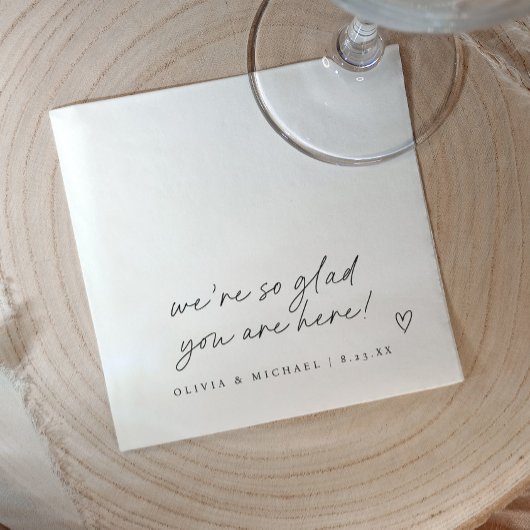 Serviette En Papier Mariage de coeur de style de note d'amour manuscri