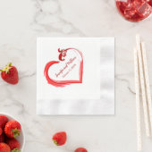 Serviette En Papier Mariage de coeur de Swoosh rouge serviettes (En situation)