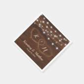 Serviette En Papier Mariage de coeur en bois sculpté rustique (Coin)