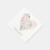 Serviette En Papier Mariage de coeur floral moderne (Coin)