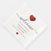 Serviette En Papier Mariage de coeur rouge moderne simple Napkin (Coin)