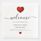 Serviette En Papier Mariage de coeur rouge moderne simple Napkin (Devant)