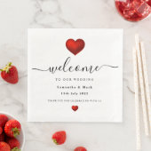 Serviette En Papier Mariage de coeur rouge moderne simple Napkin (En situation)