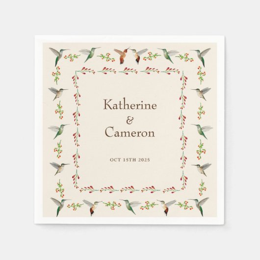 Serviette En Papier Mariage de colibri (Devant)