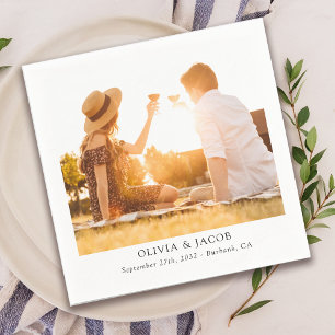 Serviette En Papier Mariage de collage photo minimaliste