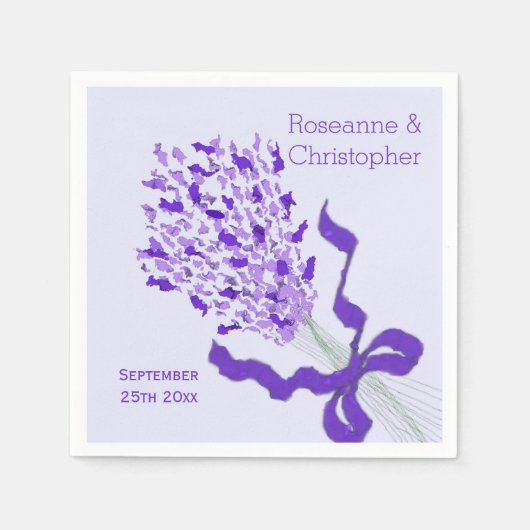 Serviette En Papier Mariage de conception de Lavande (Devant)