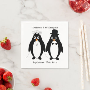 Serviette En Papier Mariage de conception de pingouin