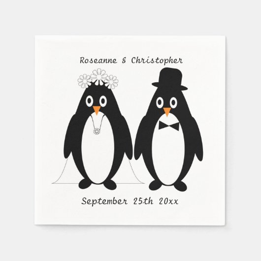 Serviette En Papier Mariage de conception de pingouin (Devant)