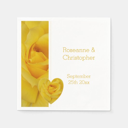 Serviette En Papier Mariage de conception du coeur rose jaune (Devant)