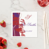 Serviette En Papier Mariage de conception feuille rouge et violet Napk (En situation)