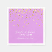Serviette En Papier Mariage de confetti en or LAVENDER personnalisé (Devant)