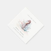 Serviette En Papier Mariage de corail d'algues sous-marines (Coin)