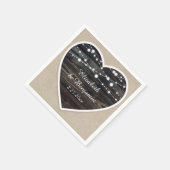 Serviette En Papier Mariage de cordes de coeur de bois rustique (Coin)