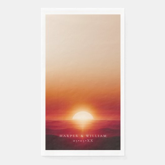Serviette En Papier mariage de coucher de soleil rouge (Devant)