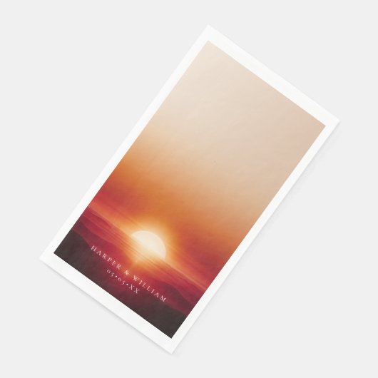 Serviette En Papier mariage de coucher de soleil rouge (Coin)