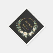 Serviette En Papier Mariage de couleur à fermeture florale modifiable (Coin)