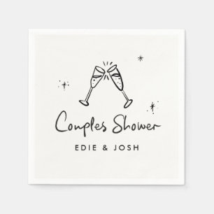 Serviette En Papier Mariage de couple moderne naturel élégant manuscri