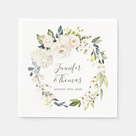 Serviette En Papier Mariage de courme d'aquarelle blanche (Devant)