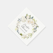 Serviette En Papier Mariage de courme d'aquarelle blanche (Coin)