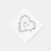 Serviette En Papier Mariage de couronne de coeur floral (Coin)