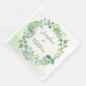 Serviette En Papier Mariage de couronne de feuillage vert (Coin)
