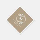 Serviette En Papier Mariage de couronne de plage Monogram (Coin)