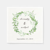 Serviette En Papier Mariage de couronne Feuille vert (Devant)
