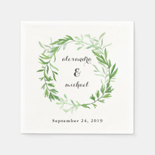 Serviette En Papier Mariage de couronne Feuille vert