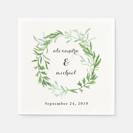 Serviette En Papier Mariage de couronne Feuille vert (Devant)