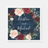 Serviette En Papier Mariage de couronnes bleu marine bleu bordeaux ble (Devant)
