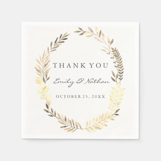 Serviette En Papier Mariage de couronnes dorées moderne Napkin (Devant)