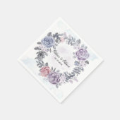 Serviette En Papier Mariage de couronnes florales bleu violet rose (Coin)