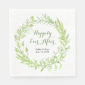 Serviette En Papier Mariage de couronnes florales vertes (Devant)
