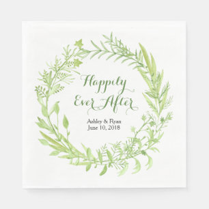 Serviette En Papier Mariage de couronnes florales vertes