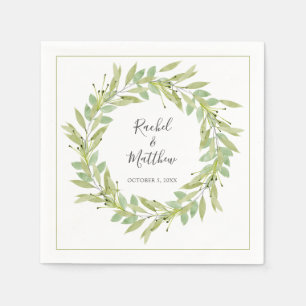 Serviette En Papier Mariage de couronnes vertes
