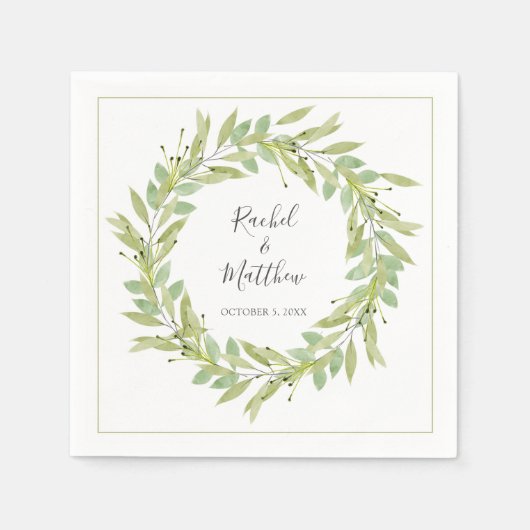 Serviette En Papier Mariage de couronnes vertes (Devant)