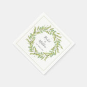 Serviette En Papier Mariage de couronnes vertes (Coin)