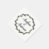 Serviette En Papier Mariage de couronnes vertes rustiques (Coin)