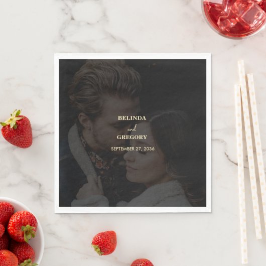 Serviette En Papier Mariage de couverture photo Black Gold moderne (En situation)